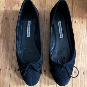 Manolo Blahnik Black Suede Veralli Flat Size 8